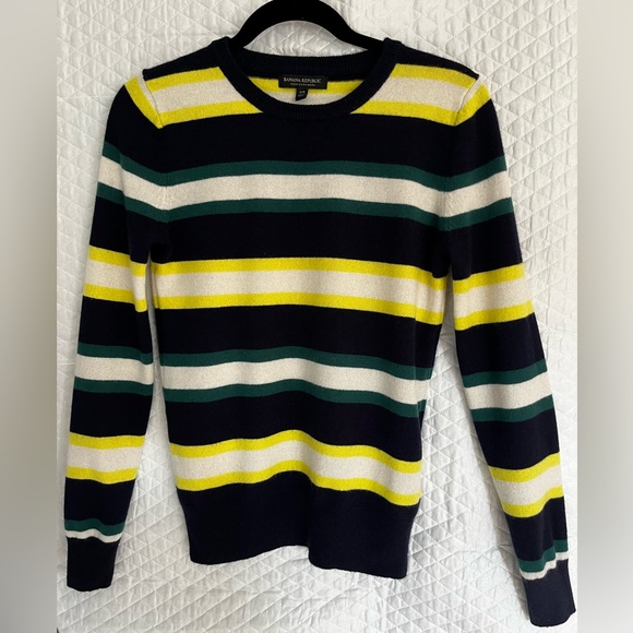 Banana Republic 100% Cashmere Stripe Crewneck Sweater - Picture 2 of 8